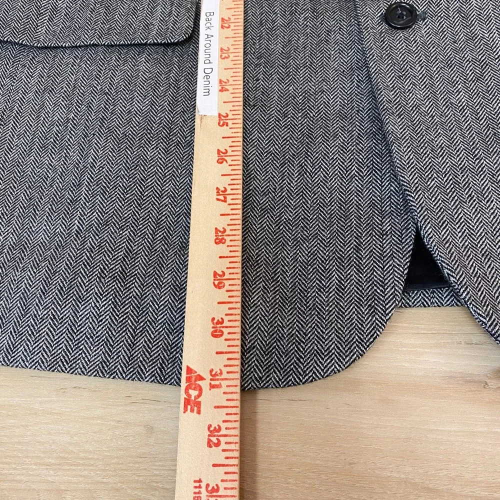 Jos A Bank Blazer 46R Herringbone Wool Sport Coat Mens 2 Button Gray